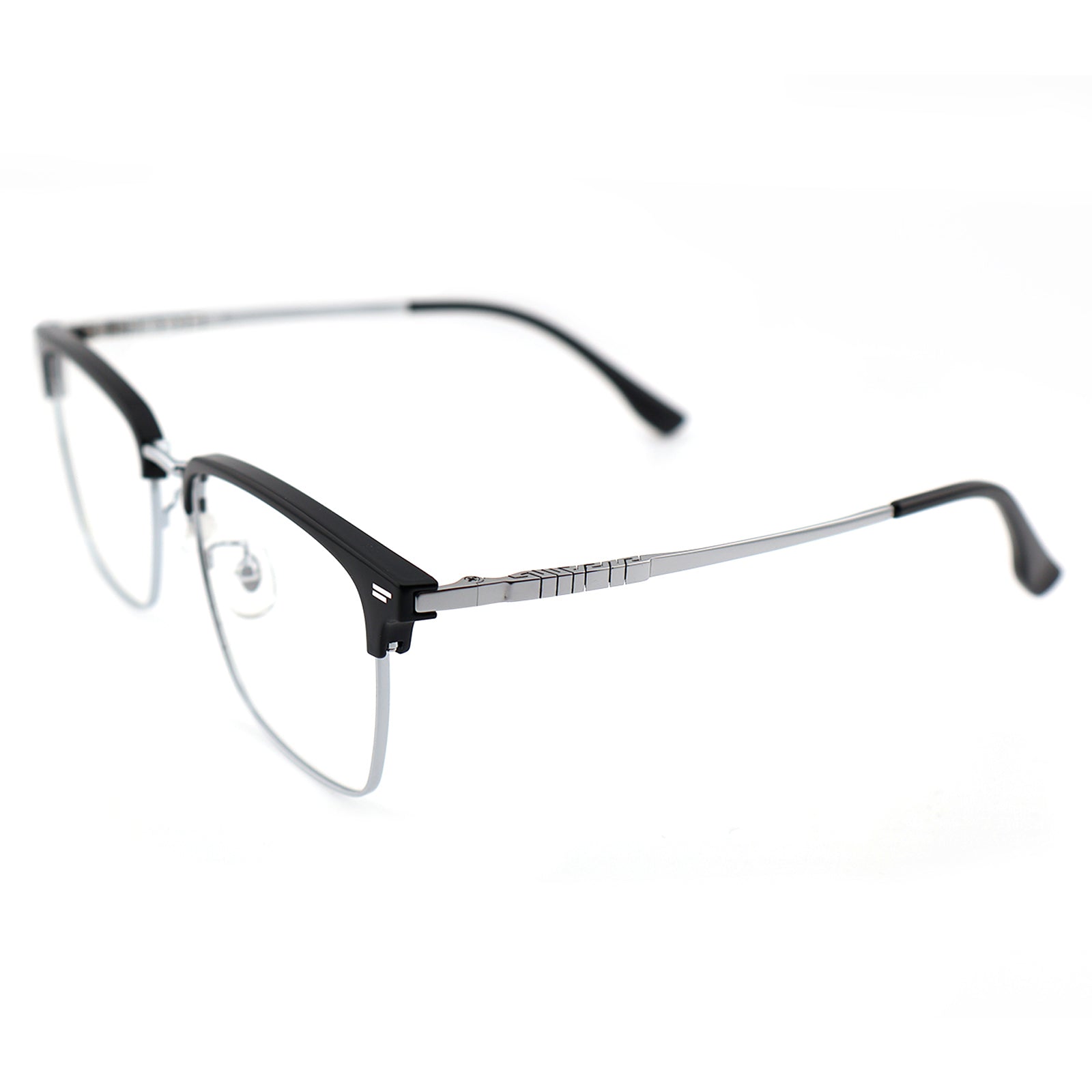 Transparent Brown Browline Square Eyeglass Frame for Men