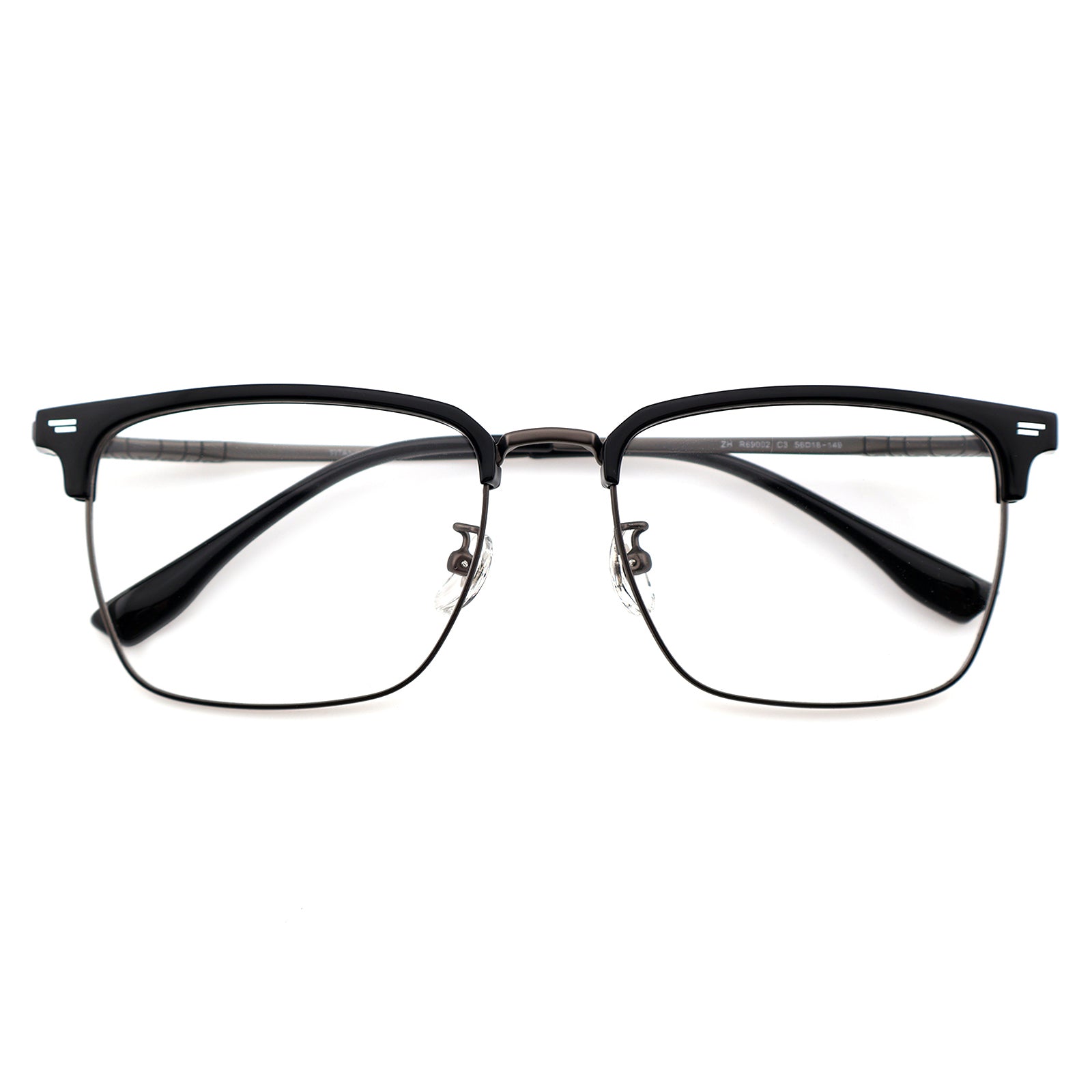 Transparent Brown Browline Square Eyeglass Frame for Men