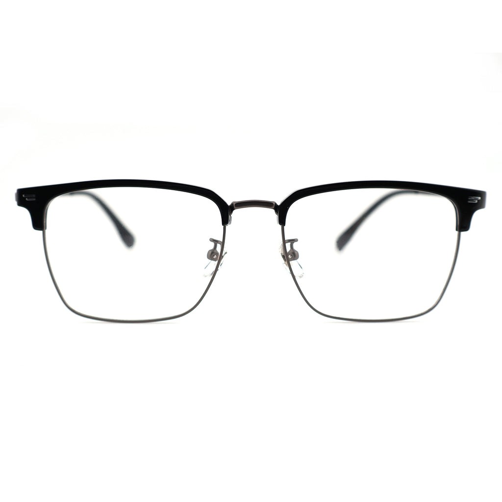 Transparent Brown Browline Square Eyeglass Frame for Men