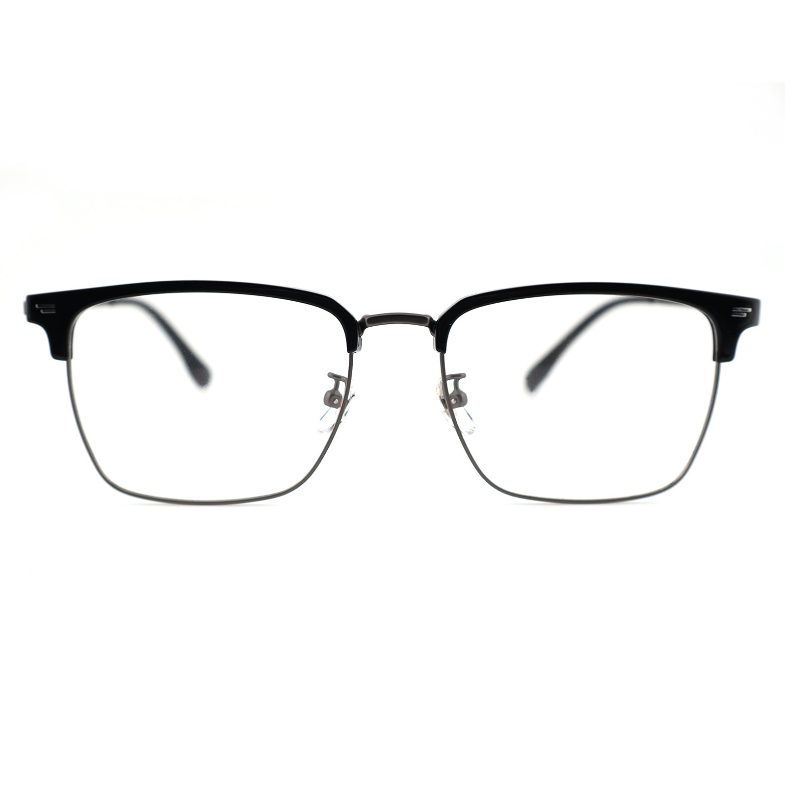 Transparent Brown Browline Square Eyeglass Frame for Men
