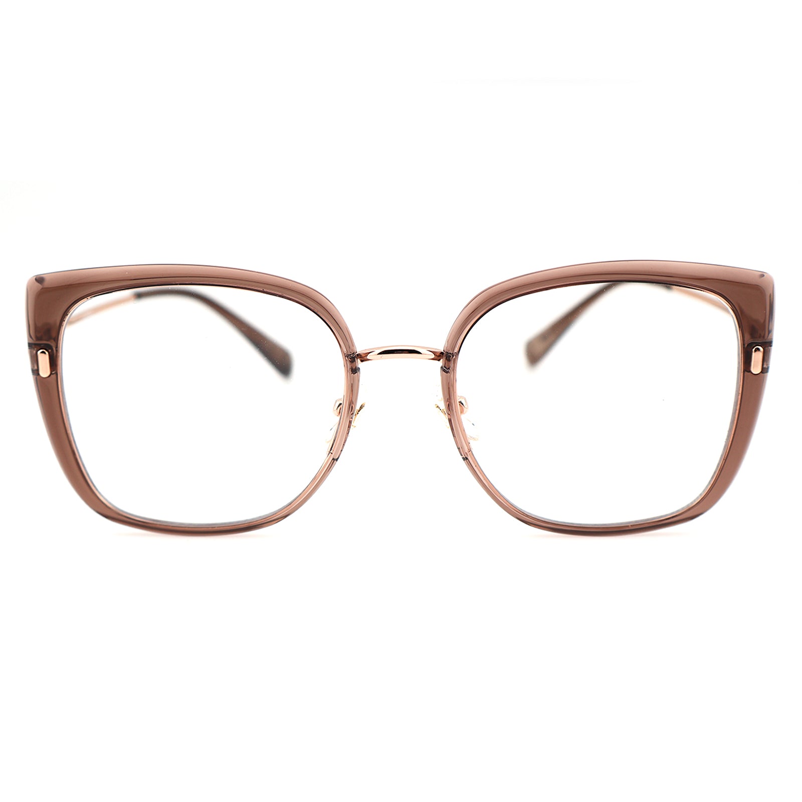 Black Oversized Square Eyeglasses with Hollow Metal Temples