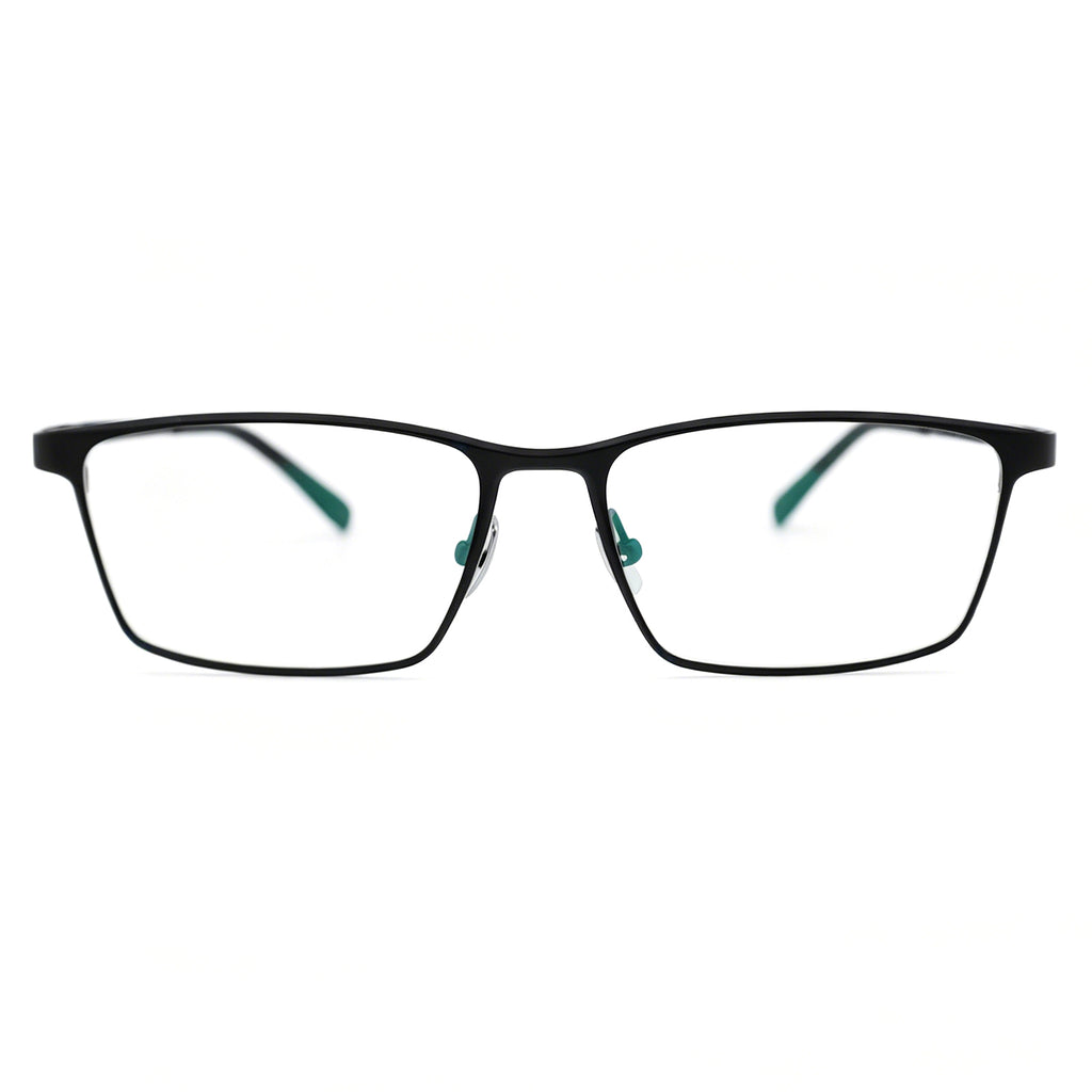 Matte Black Full-Rim Titanium Rectangle Eyeglass Frame for Men