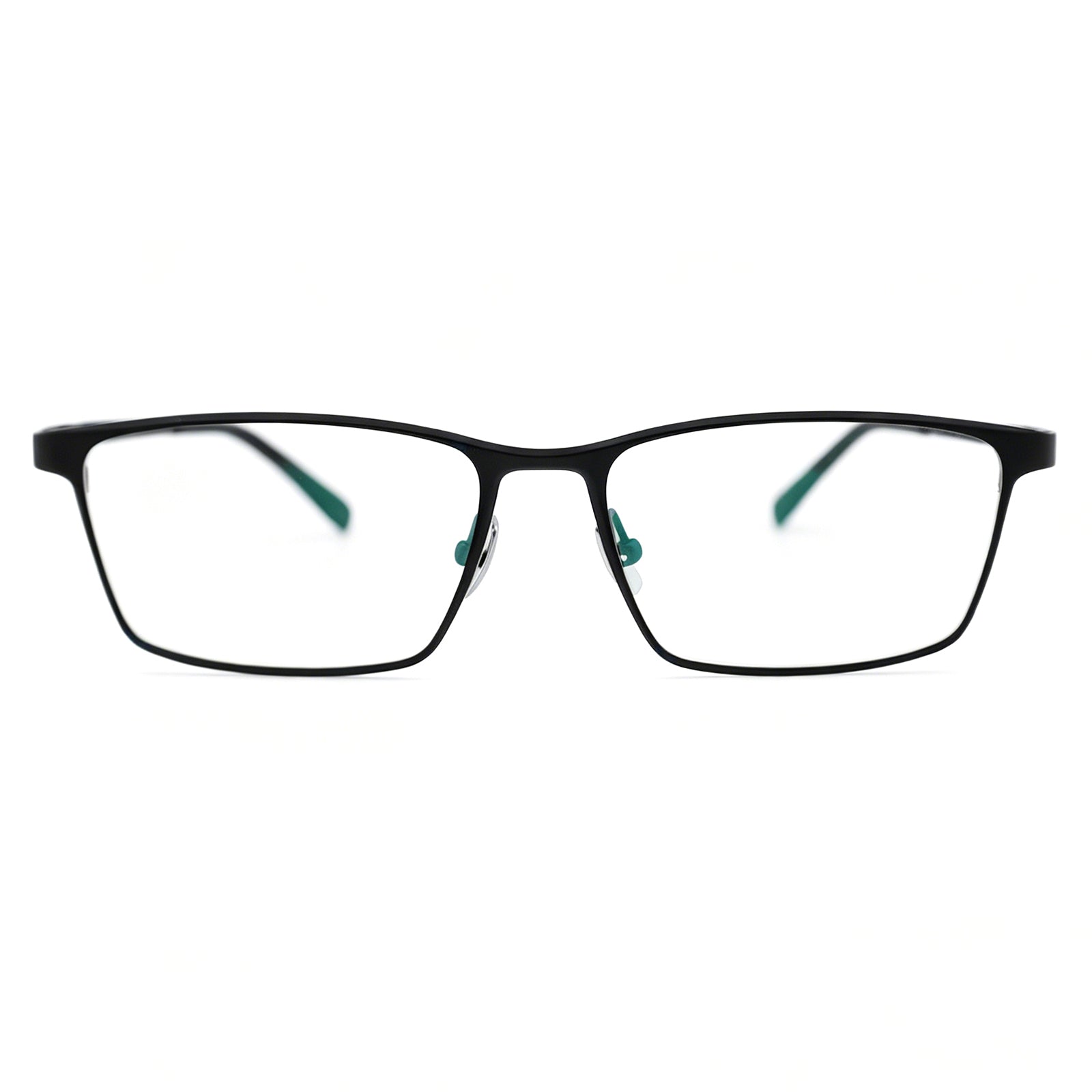Matte Black Full-Rim Titanium Rectangle Eyeglass Frame for Men