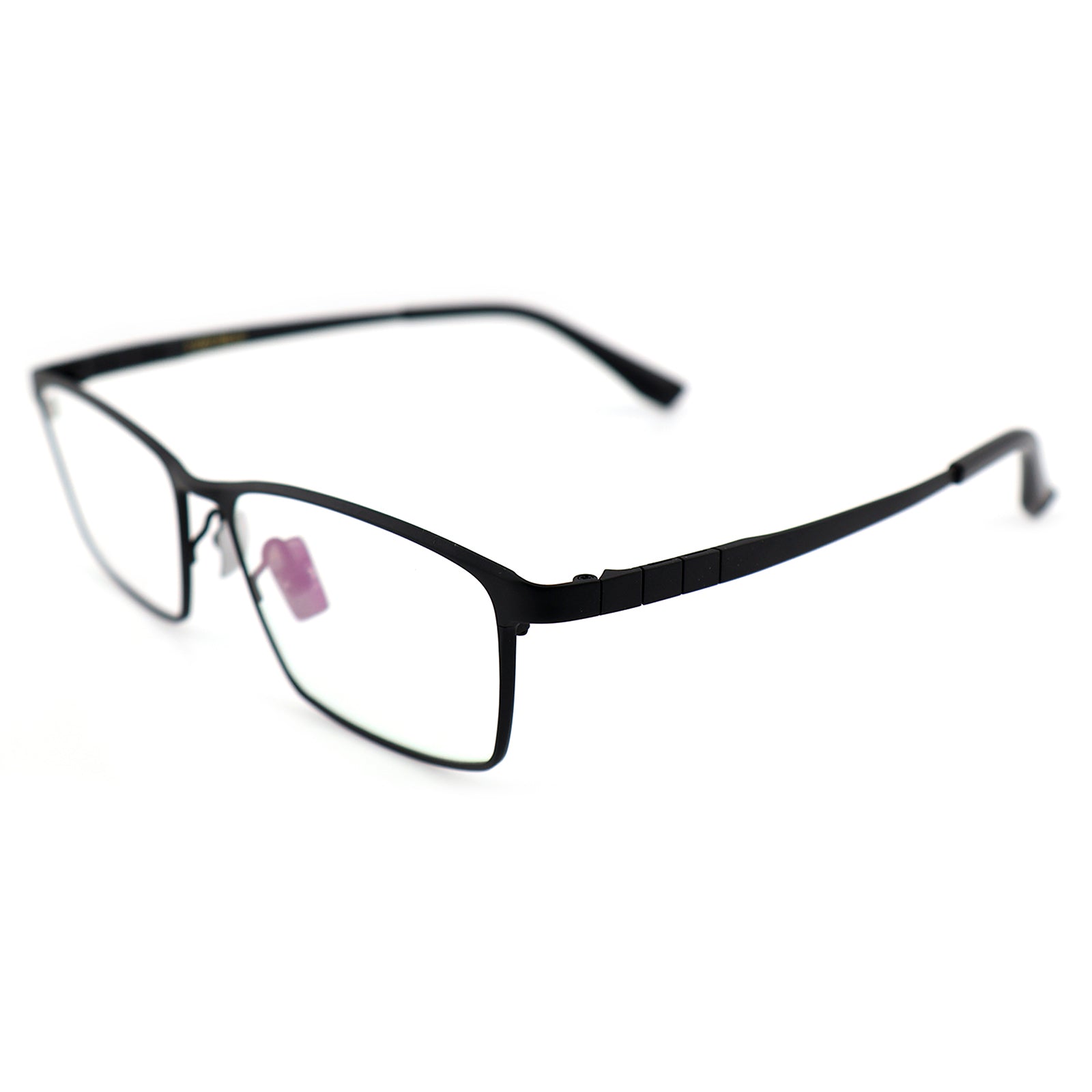 Matte Black Full-Rim Titanium Rectangle Eyeglass Frame for Men