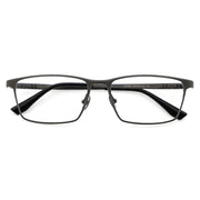 Matte Black Full-Rim Titanium Rectangle Eyeglass Frame for Men