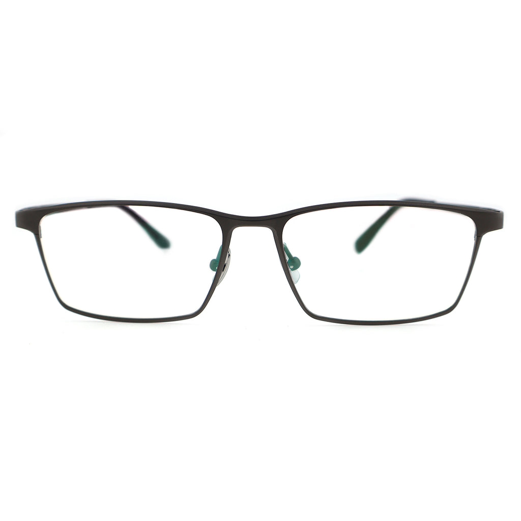 Matte Black Full-Rim Titanium Rectangle Eyeglass Frame for Men