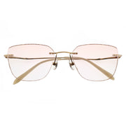 Rimless Gradient Pink Eyeglasses with Gold Frame