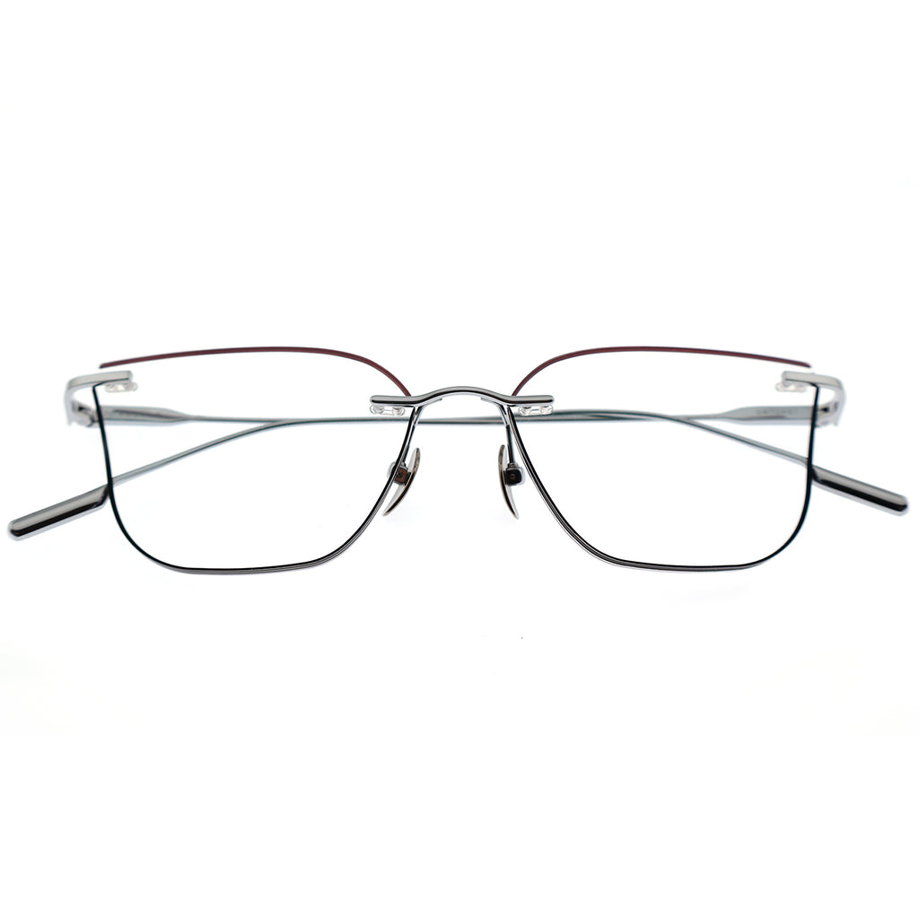 Minimalist Silver Semi-Rimless Eyewear, Modern Square