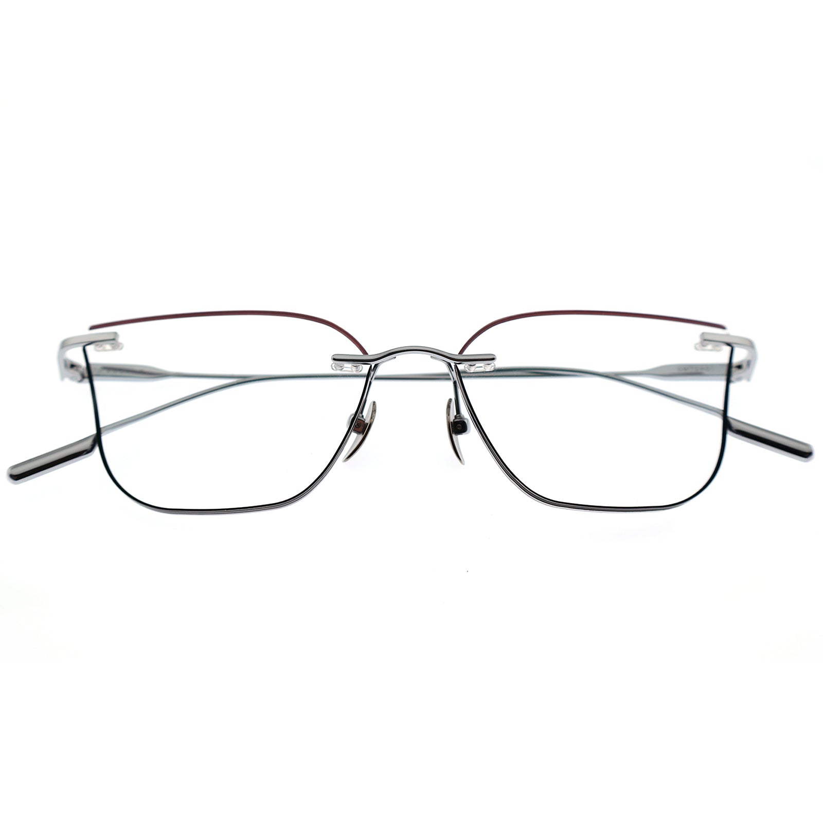 Minimalist Silver Semi-Rimless Eyewear, Modern Square