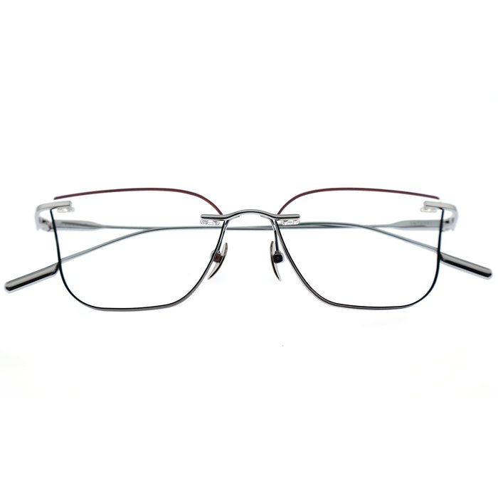 Minimalist Silver Semi-Rimless Eyewear, Modern Square