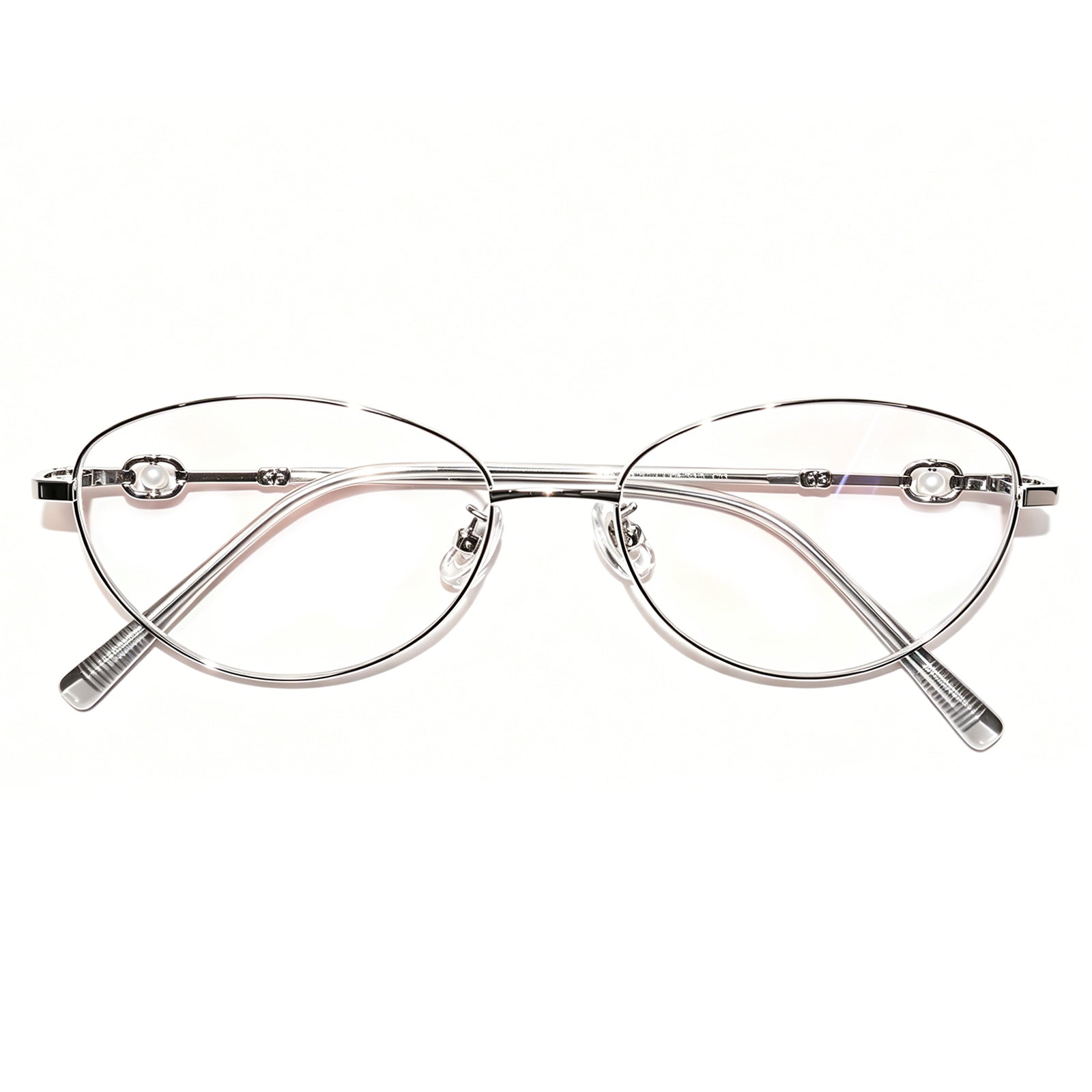 Women Oval Pearl Decor Silver Thin Metal Eyeglasses, Free Shipping on Orders Over $79