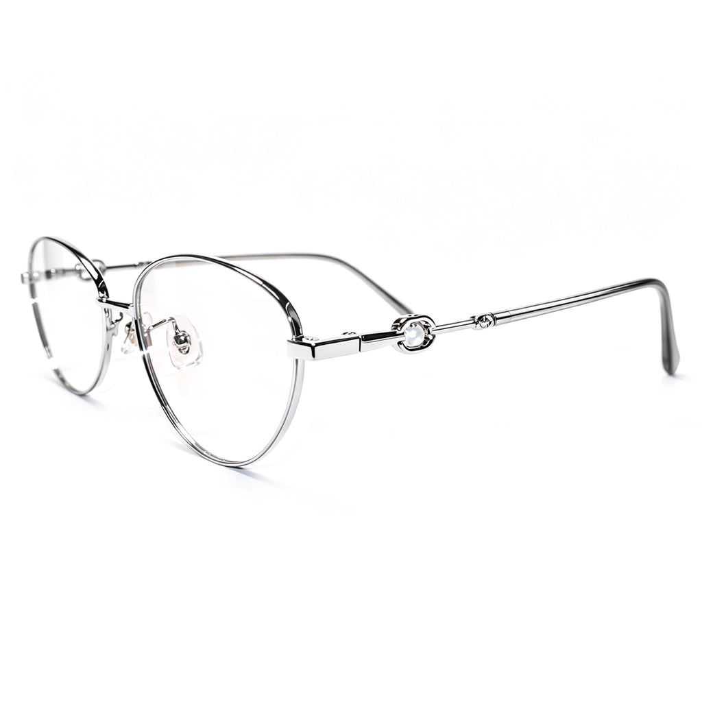 Women Oval Pearl Decor Silver Thin Metal Eyeglasses, Free Shipping on Orders Over $79