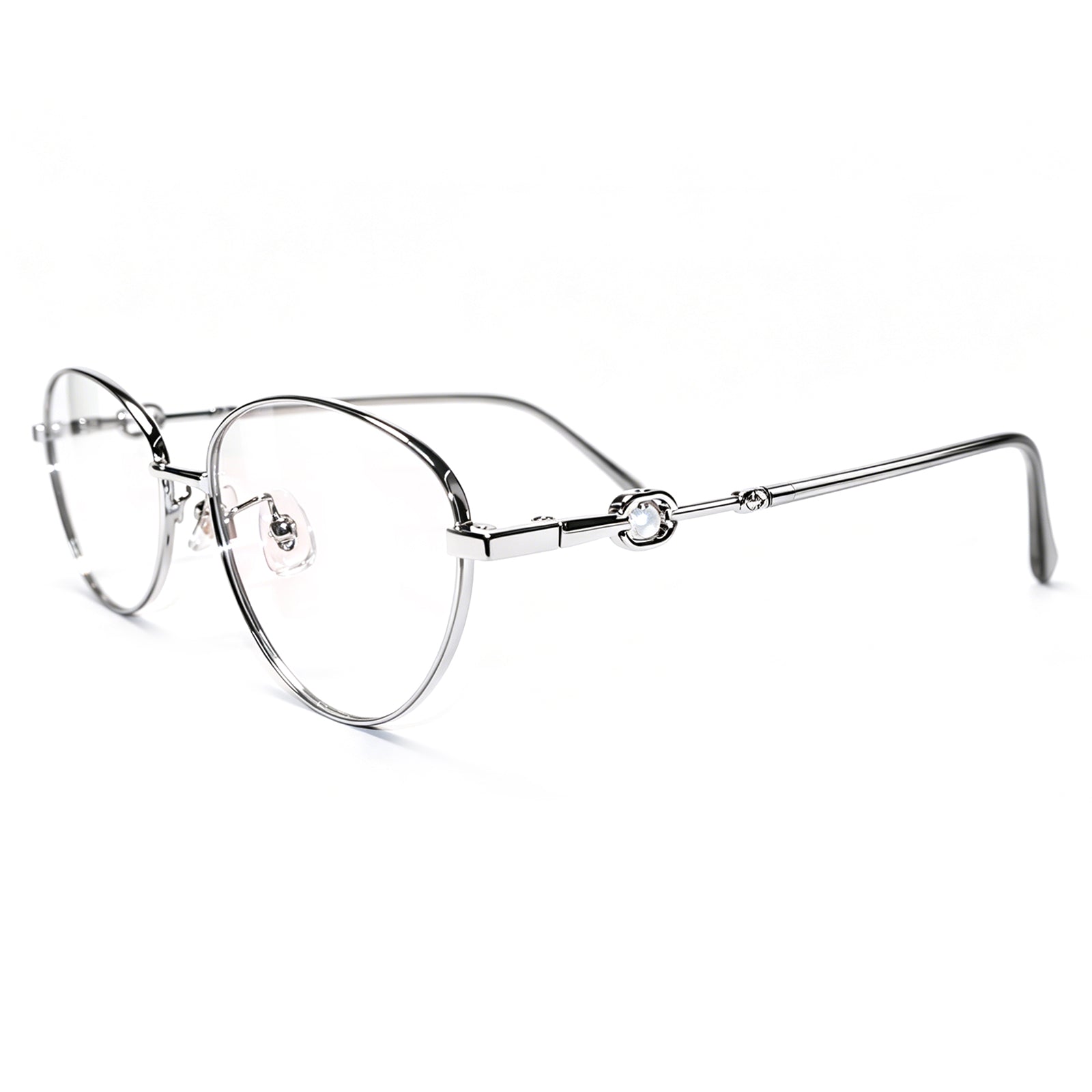 Women Oval Pearl Decor Silver Thin Metal Eyeglasses, Free Shipping on Orders Over $79