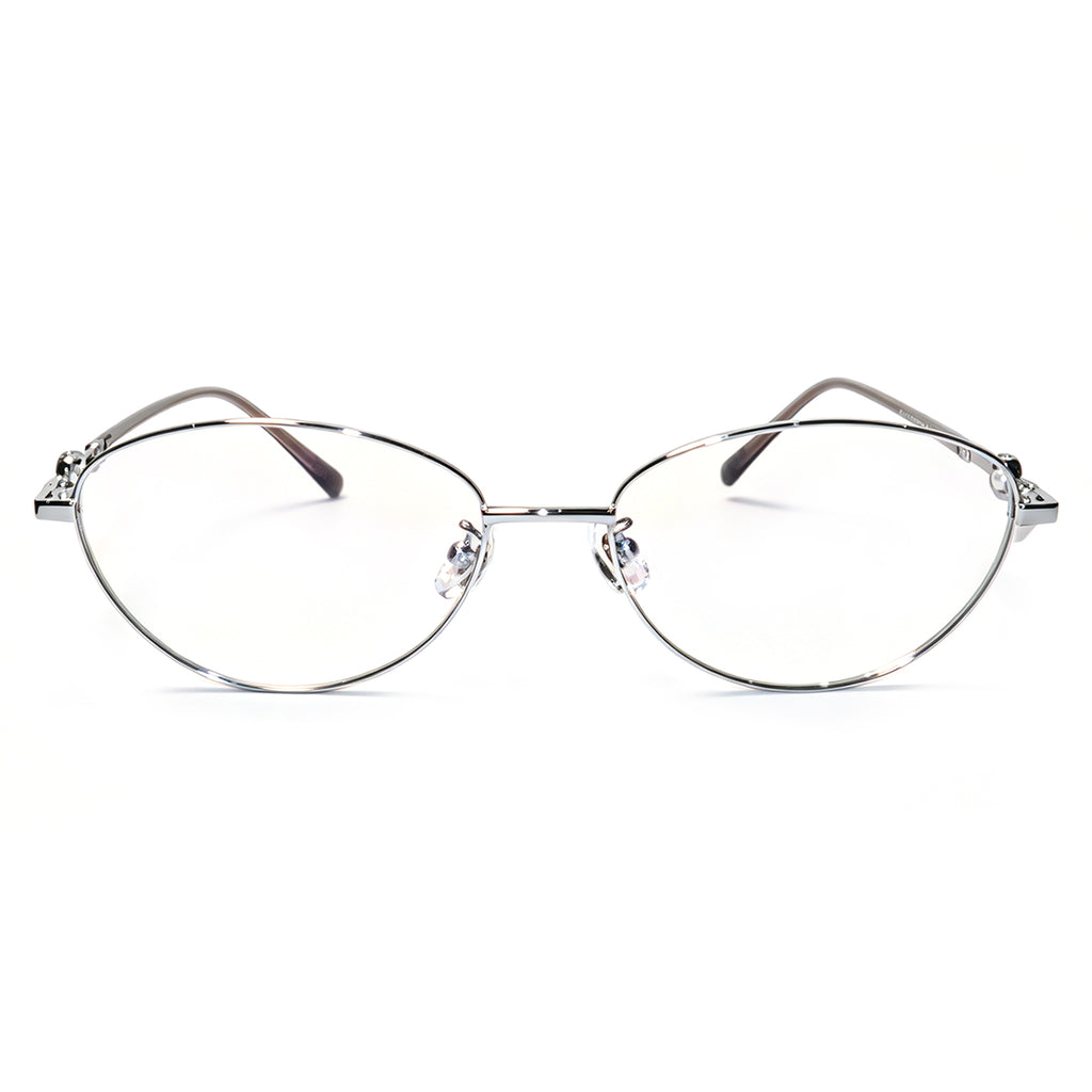 Women Oval Pearl Decor Silver Thin Metal Eyeglasses, Free Shipping on Orders Over $79