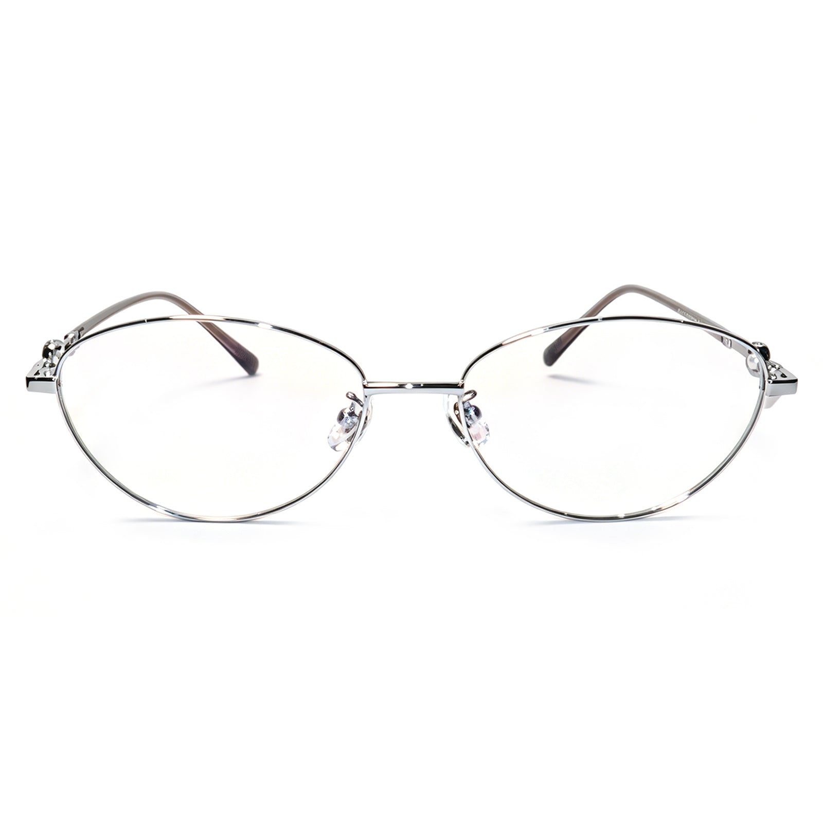 Women Oval Pearl Decor Silver Thin Metal Eyeglasses, Free Shipping on Orders Over $79