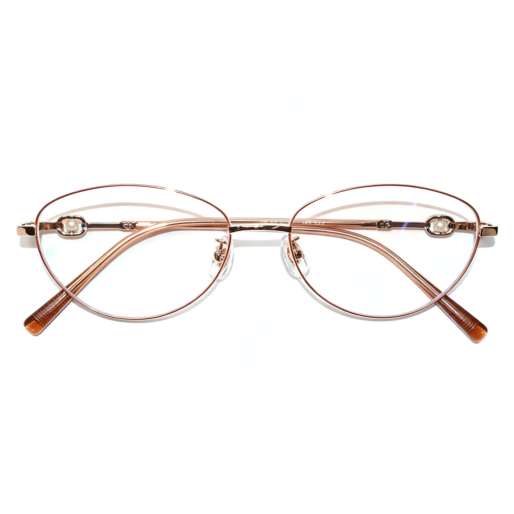 Women Oval Pearl Decor Silver Thin Metal Eyeglasses, Free Shipping on Orders Over $79