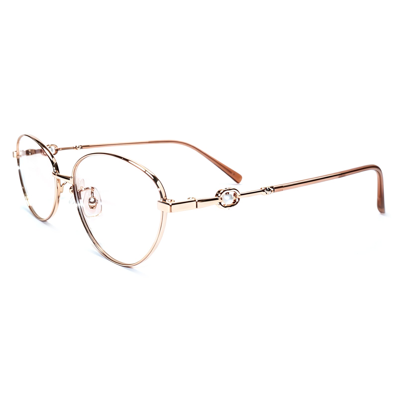 Women Oval Pearl Decor Silver Thin Metal Eyeglasses, Free Shipping on Orders Over $79