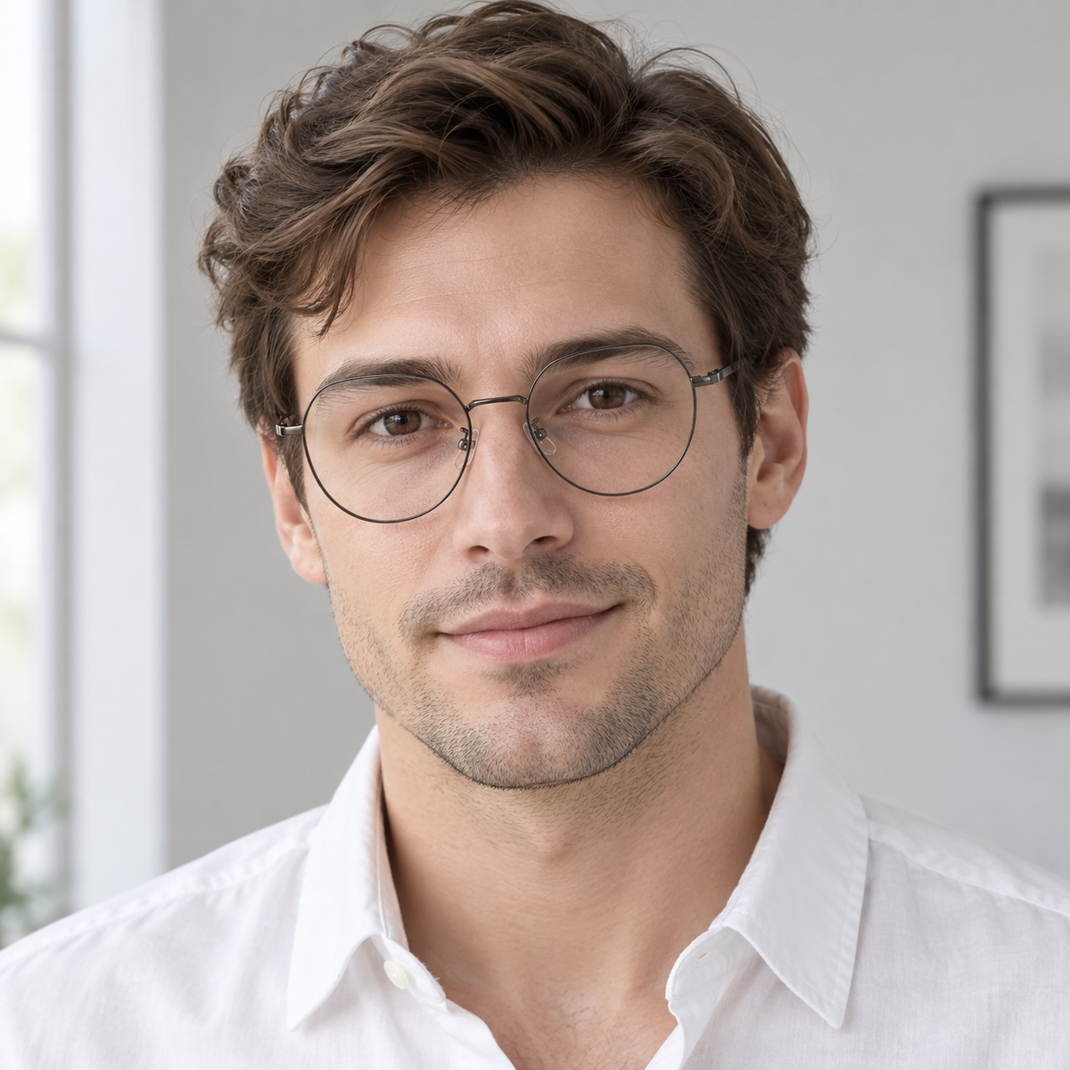 Men Women Full Rim Round Metal Eyeglasses, Free Shipping on Orders Over $69