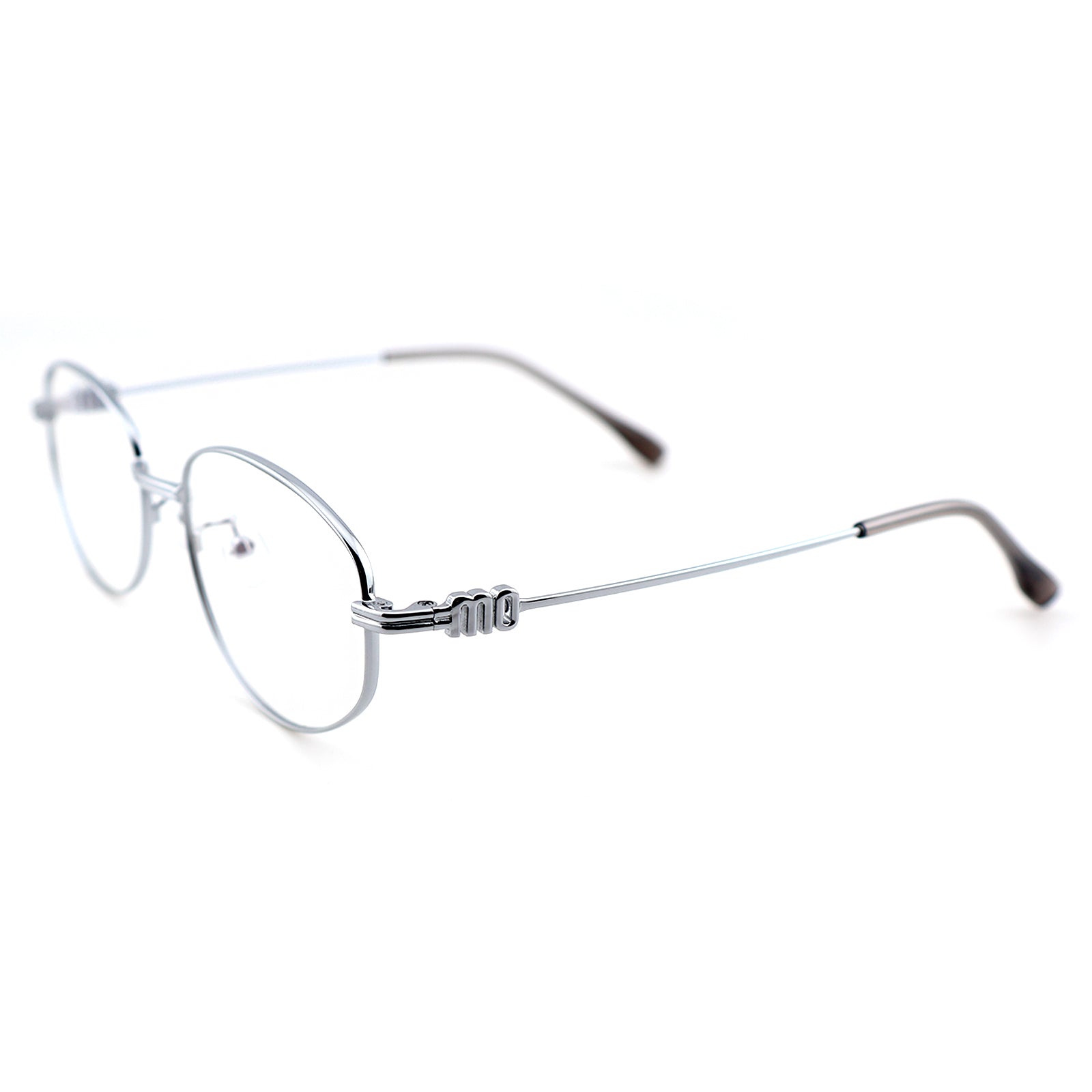 Minimalist Oval Metal Glasses, Purple Temple Details