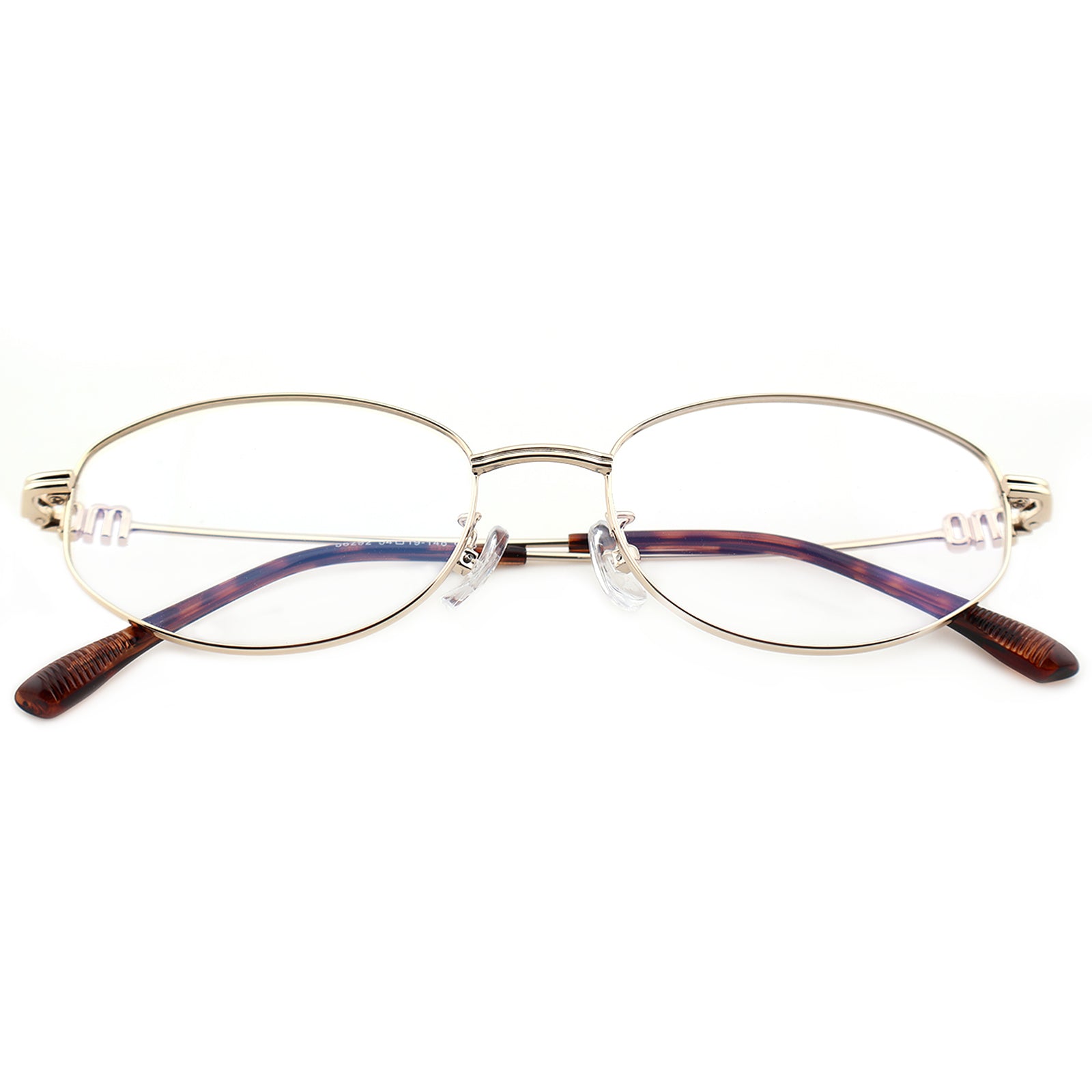 Minimalist Oval Metal Glasses, Purple Temple Details