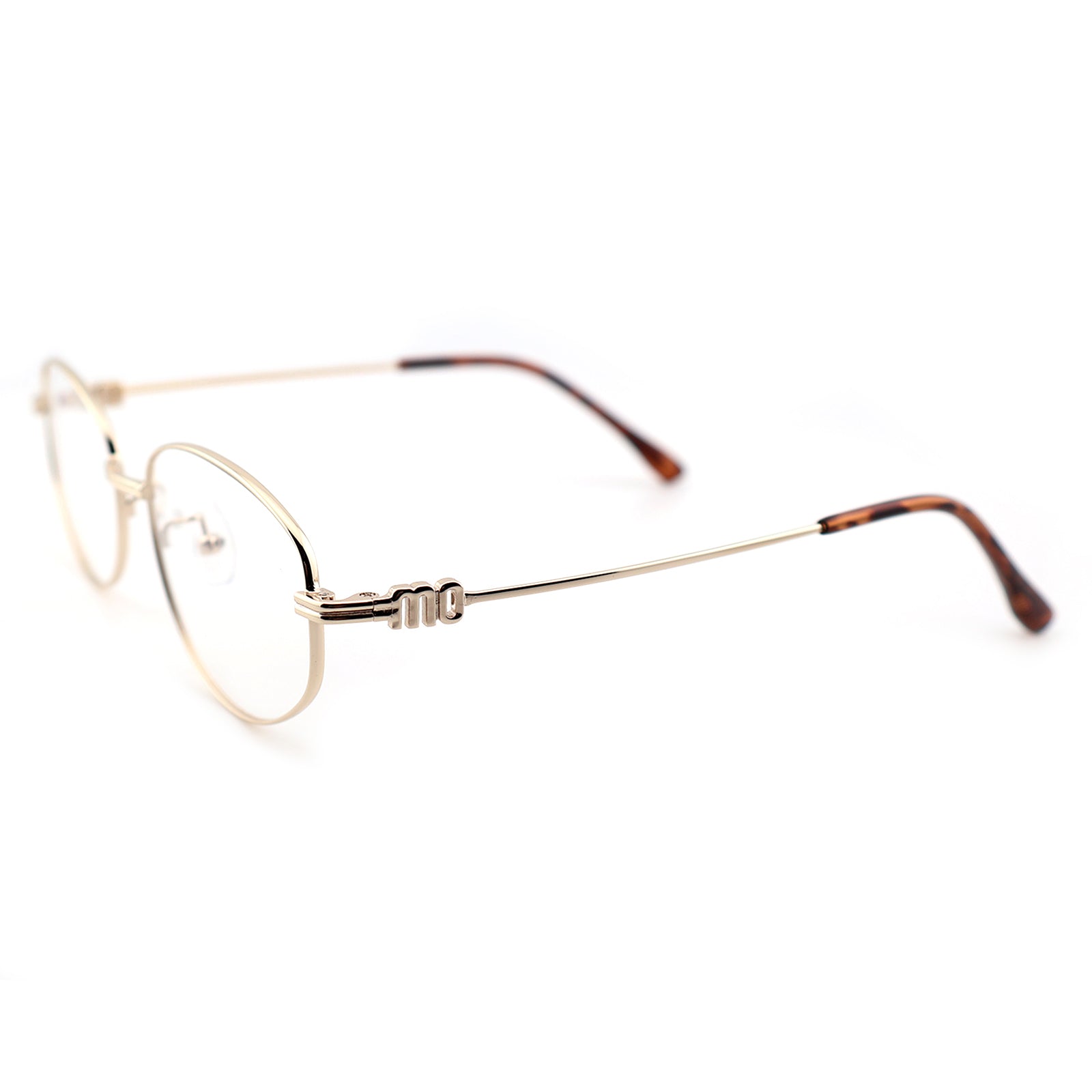 Minimalist Oval Metal Glasses, Purple Temple Details