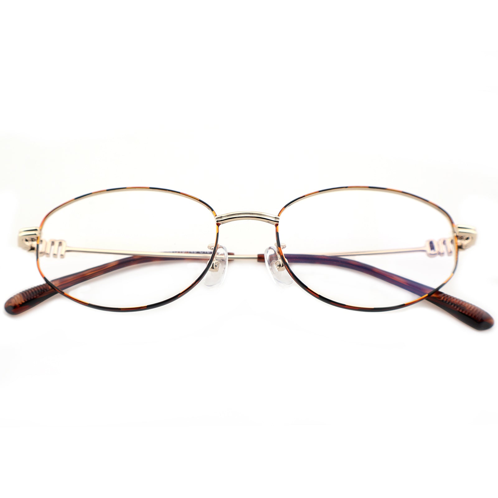 Minimalist Oval Metal Glasses, Purple Temple Details