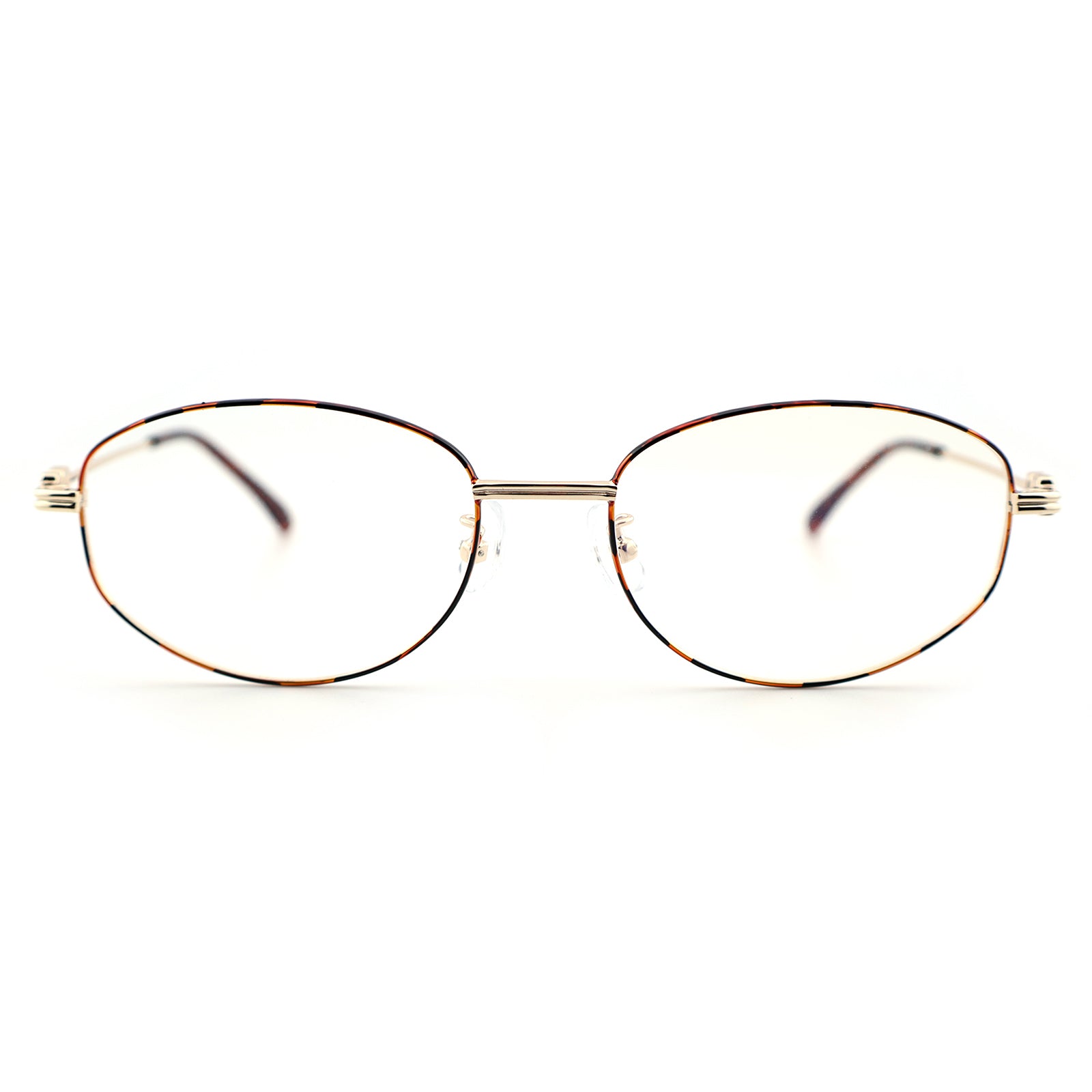 Minimalist Oval Metal Glasses, Purple Temple Details