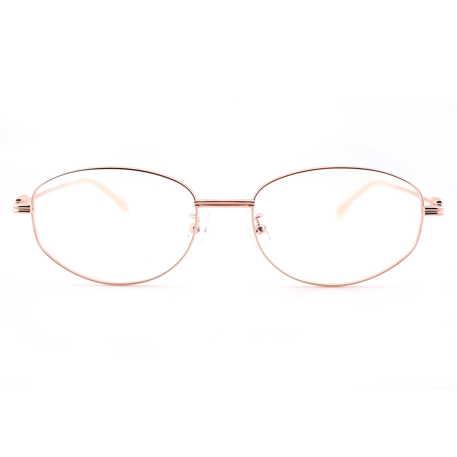 Minimalist Oval Metal Glasses, Purple Temple Details