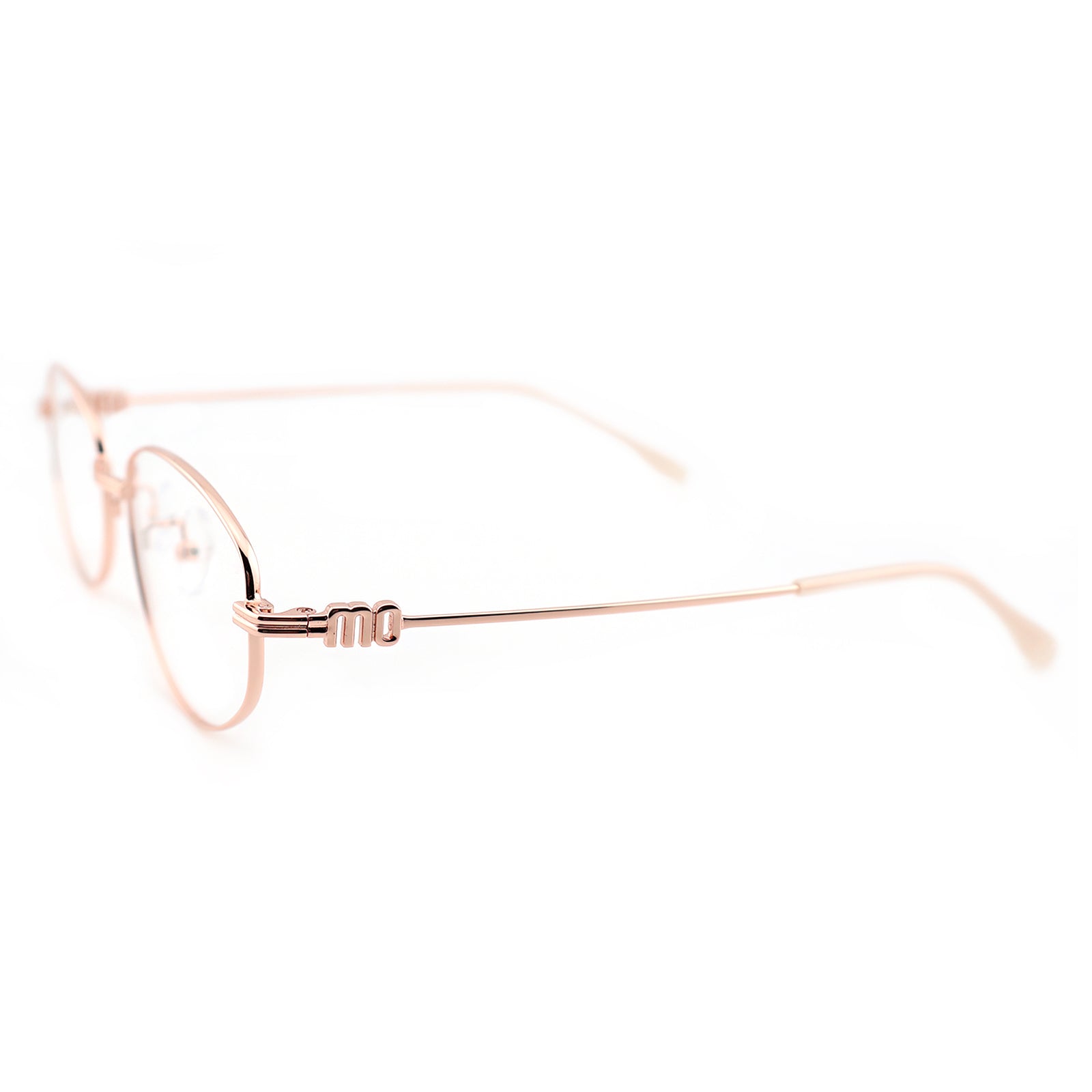 Minimalist Oval Metal Glasses, Purple Temple Details