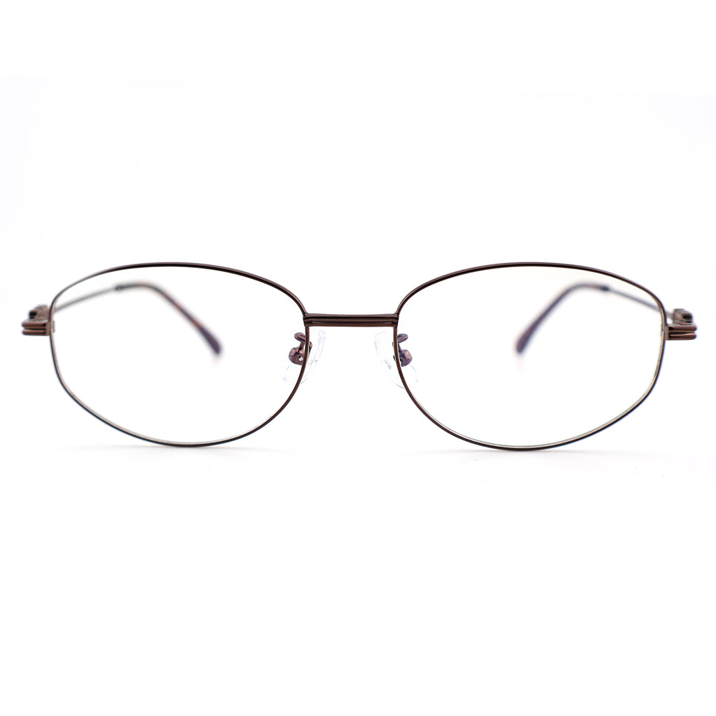 Minimalist Oval Metal Glasses, Purple Temple Details
