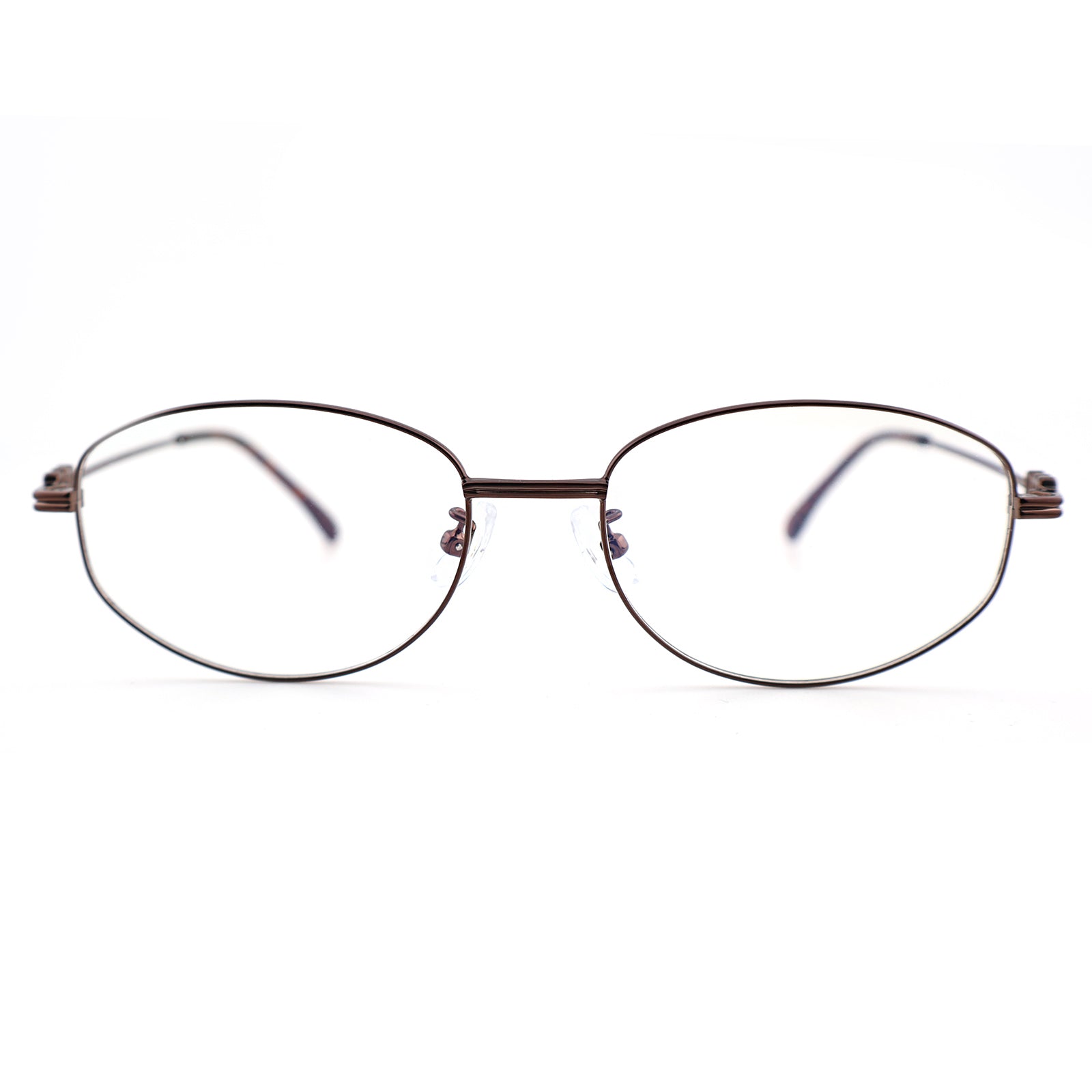 Minimalist Oval Metal Glasses, Purple Temple Details