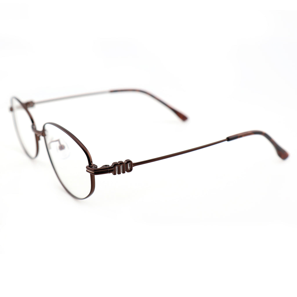 Minimalist Oval Metal Glasses, Purple Temple Details