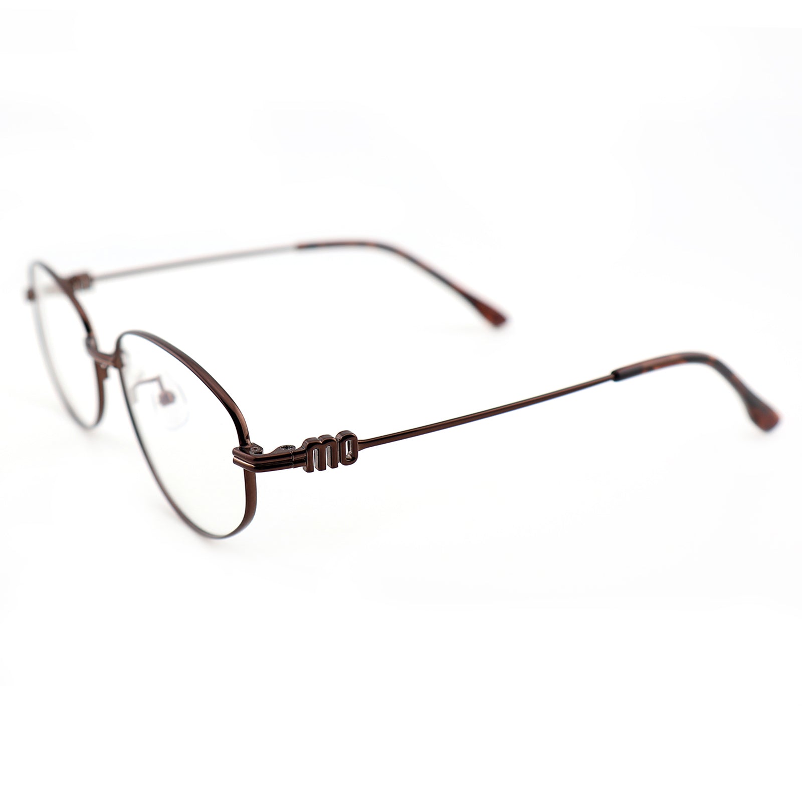 Minimalist Oval Metal Glasses, Purple Temple Details