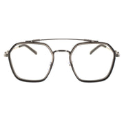 Double Bridge Geometric Hexagonal Metal Eyeglass Frame for Men