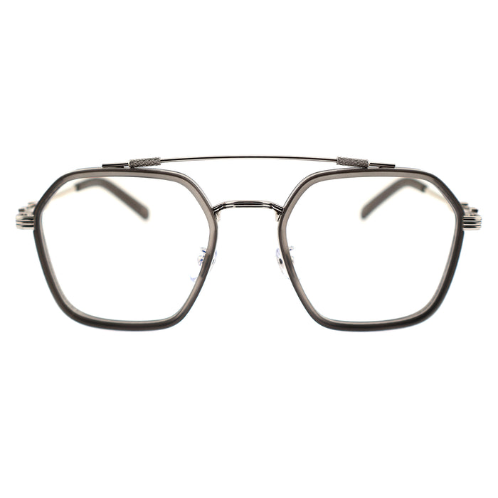 Double Bridge Geometric Hexagonal Metal Eyeglass Frame for Men
