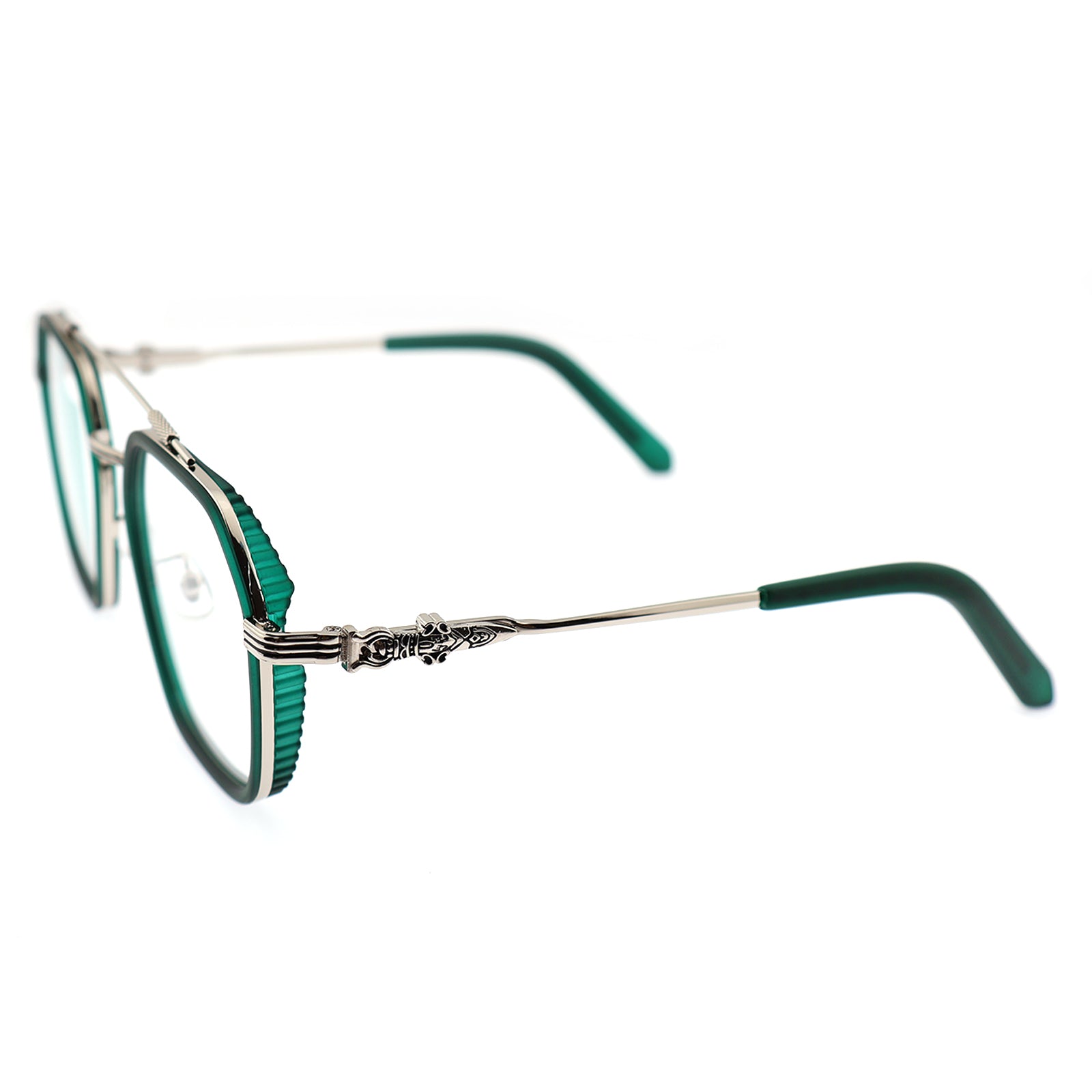 Double Bridge Geometric Hexagonal Metal Eyeglass Frame for Men