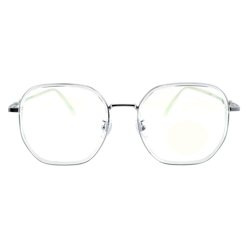 Transparent Clear Square Eyeglasses with Hollow Chain Metal Temples