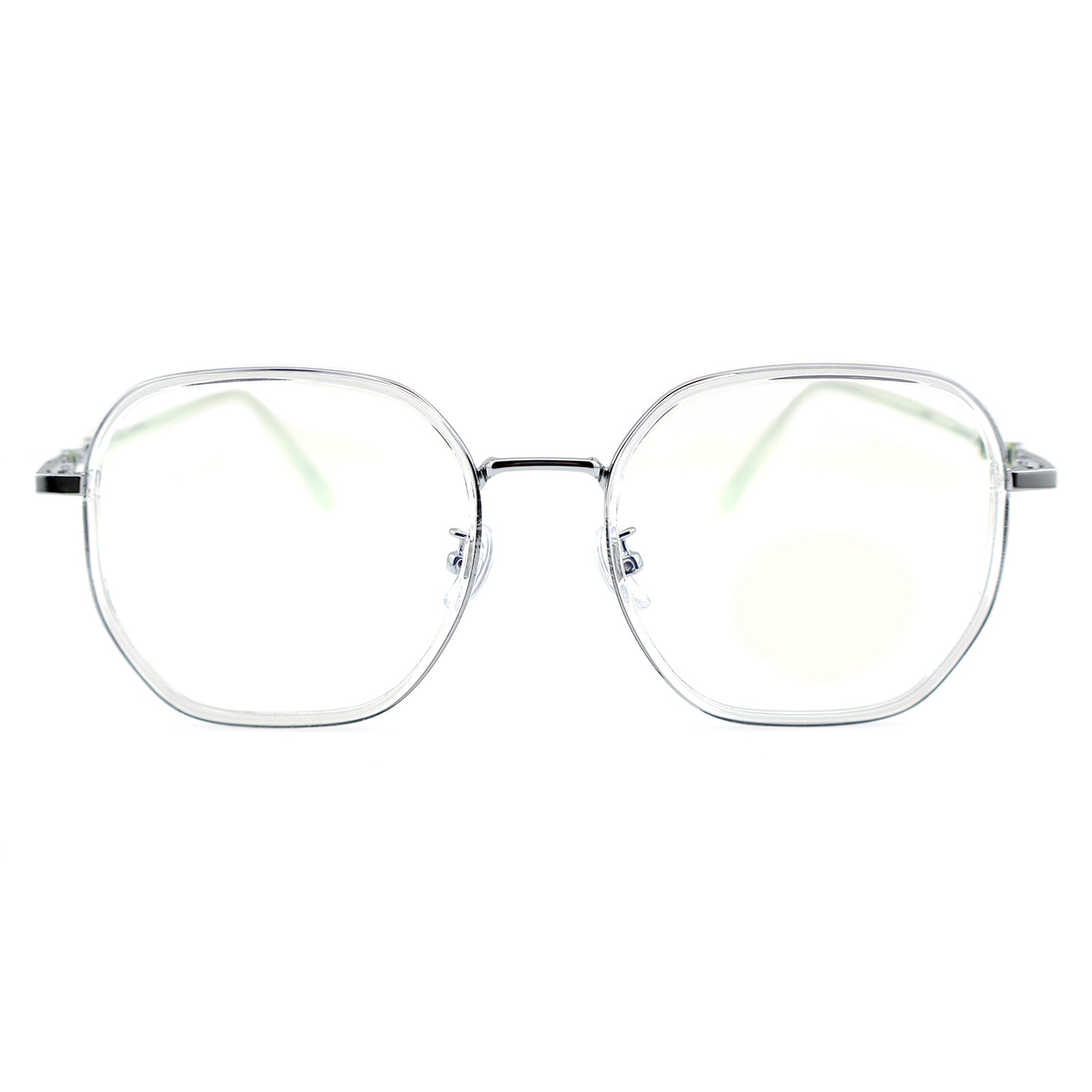 Transparent Clear Square Eyeglasses with Hollow Chain Metal Temples