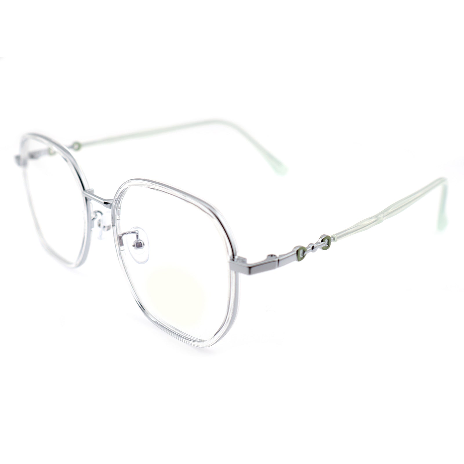 Transparent Clear Square Eyeglasses with Hollow Chain Metal Temples