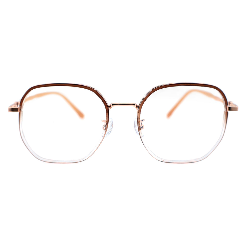 Transparent Clear Square Eyeglasses with Hollow Chain Metal Temples