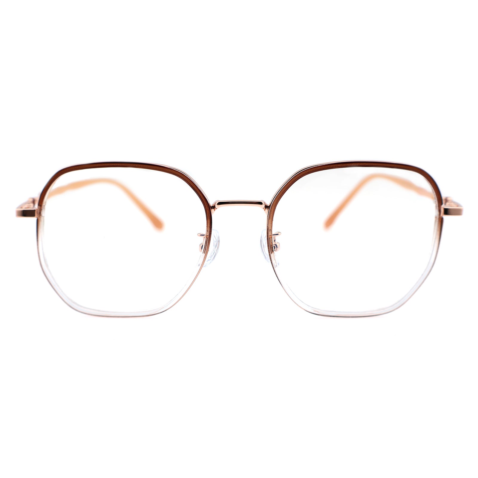 Transparent Clear Square Eyeglasses with Hollow Chain Metal Temples