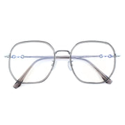Transparent Clear Square Eyeglasses with Hollow Chain Metal Temples