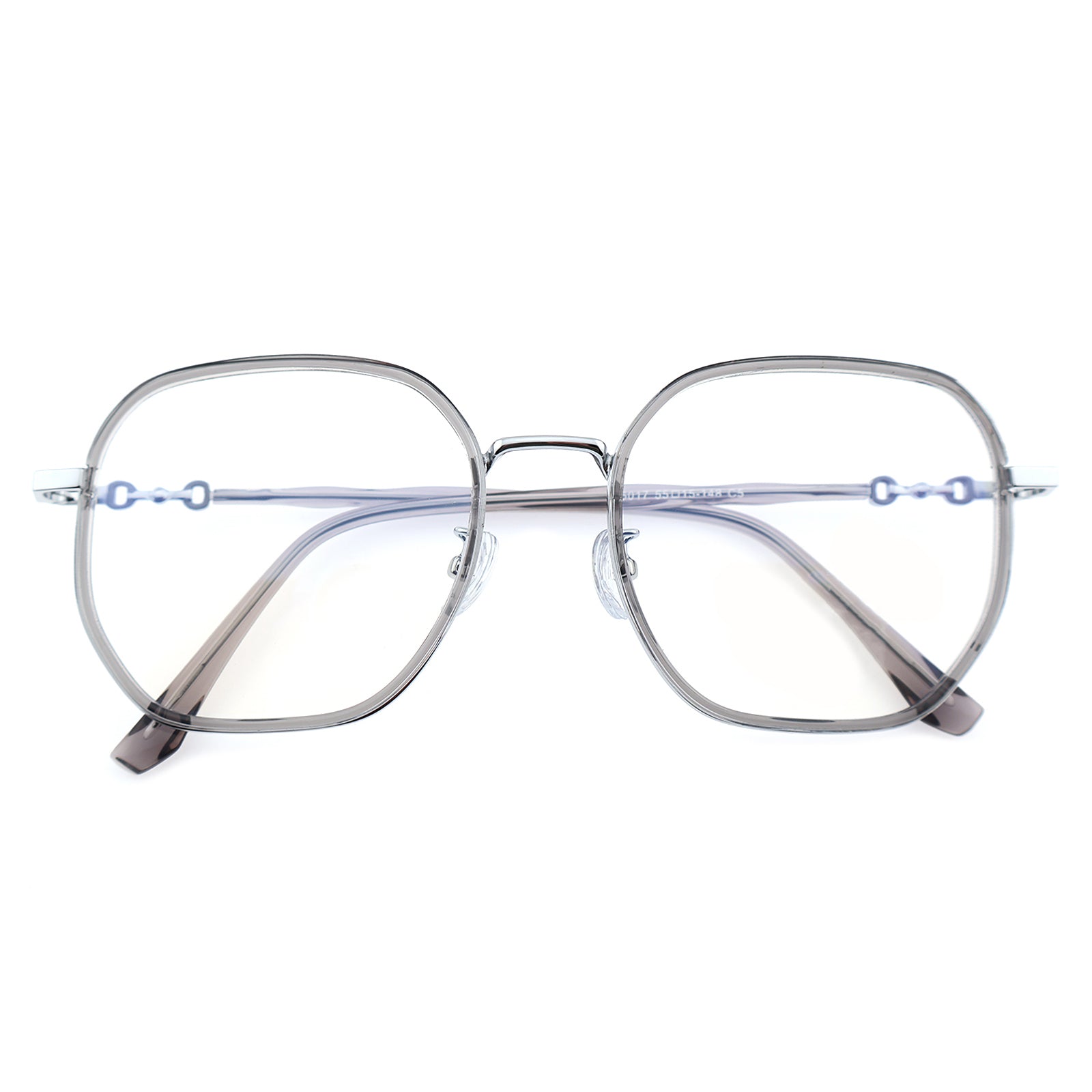 Transparent Clear Square Eyeglasses with Hollow Chain Metal Temples