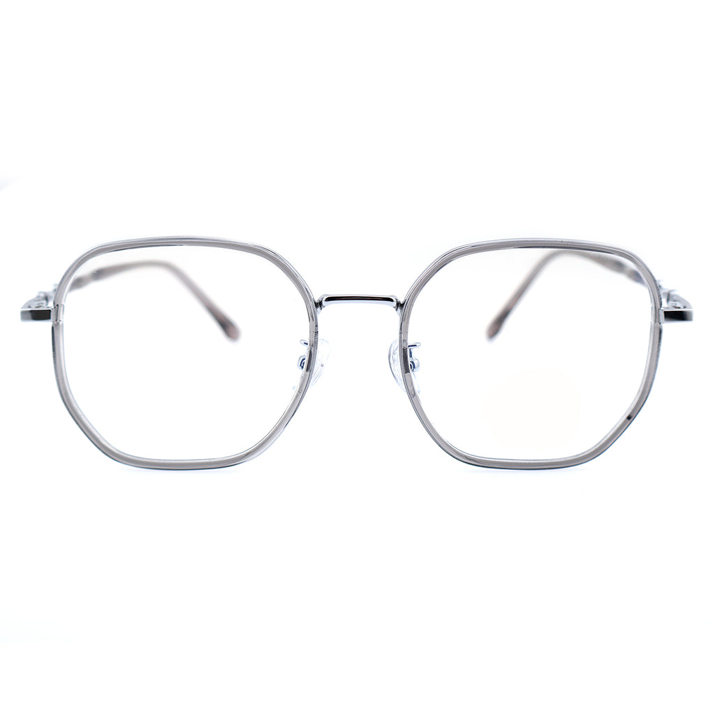 Transparent Clear Square Eyeglasses with Hollow Chain Metal Temples
