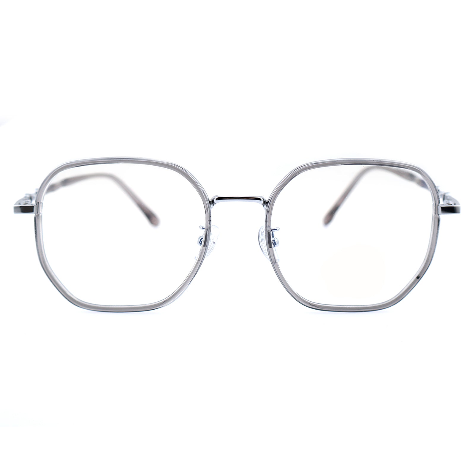Transparent Clear Square Eyeglasses with Hollow Chain Metal Temples