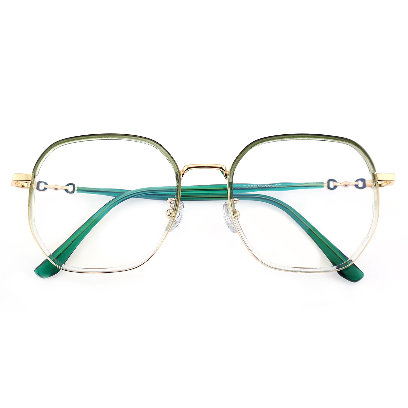 Transparent Clear Square Eyeglasses with Hollow Chain Metal Temples