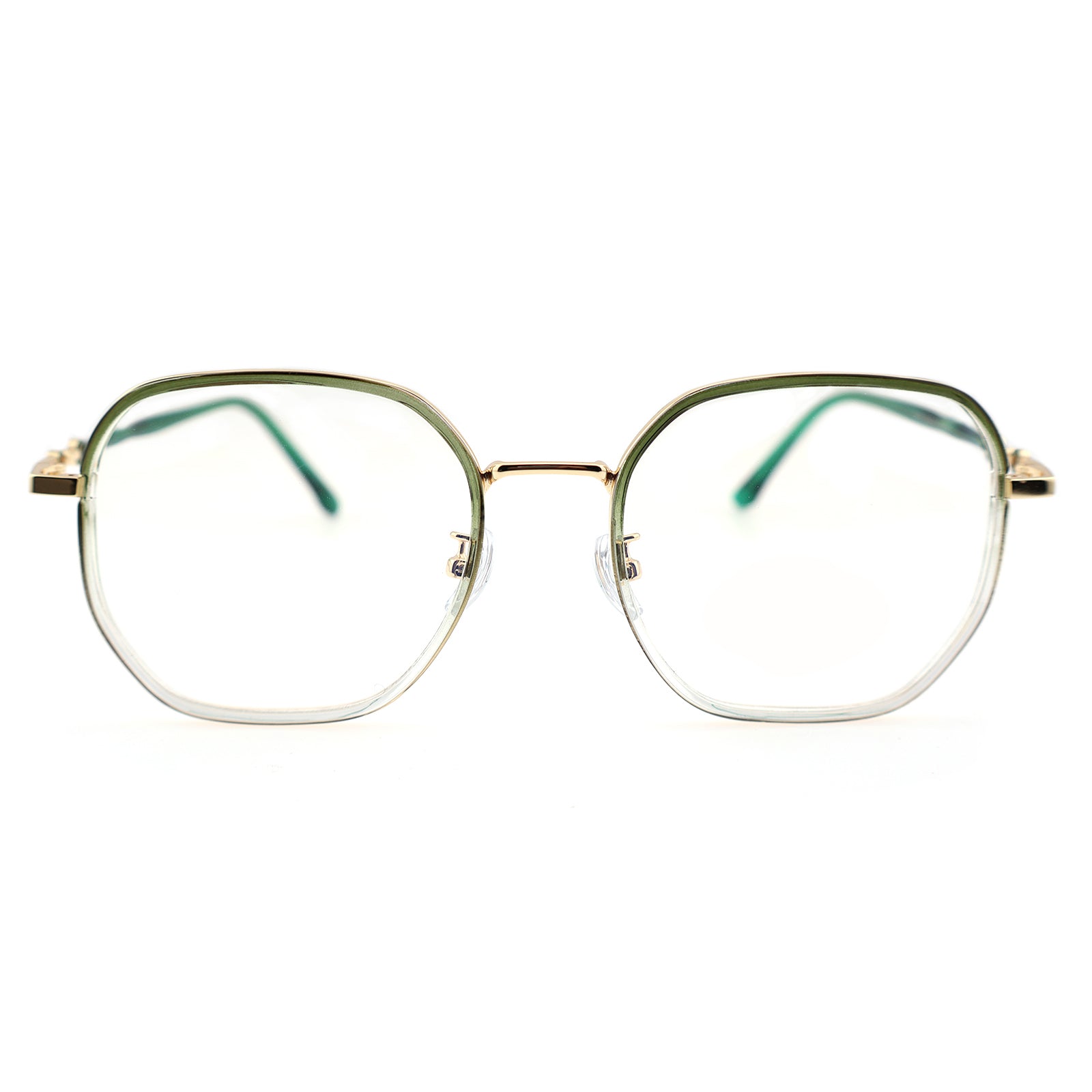 Transparent Clear Square Eyeglasses with Hollow Chain Metal Temples