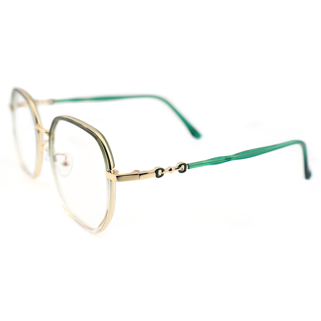 Transparent Clear Square Eyeglasses with Hollow Chain Metal Temples