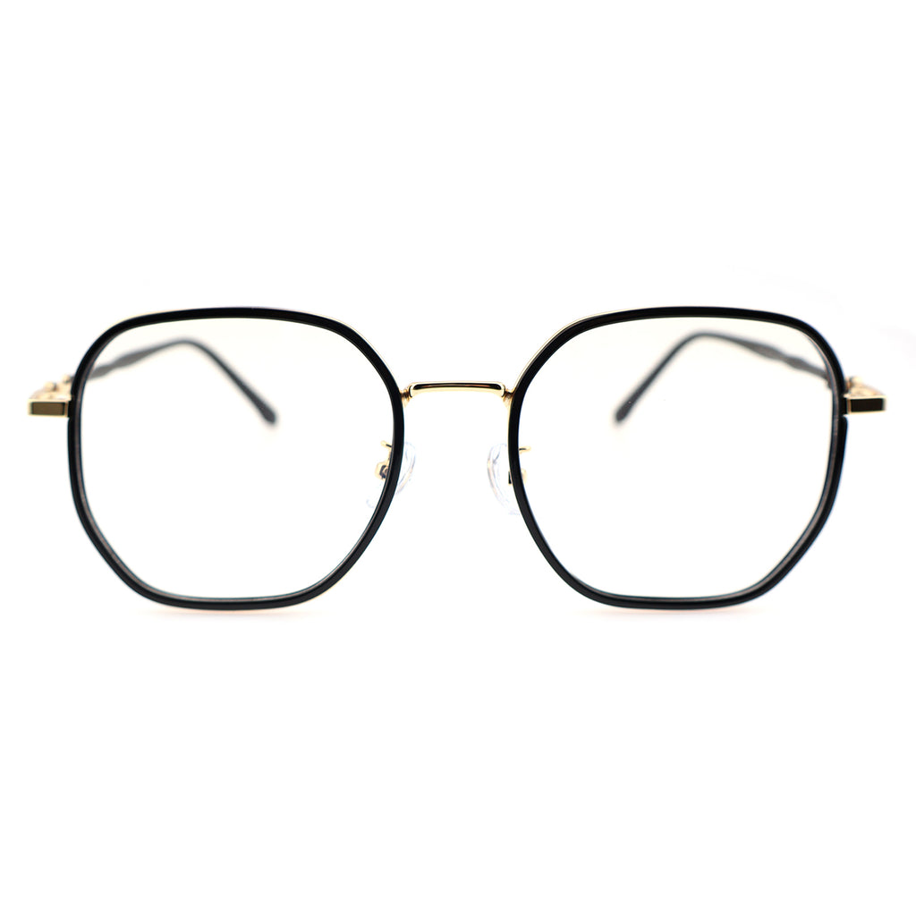 Transparent Clear Square Eyeglasses with Hollow Chain Metal Temples