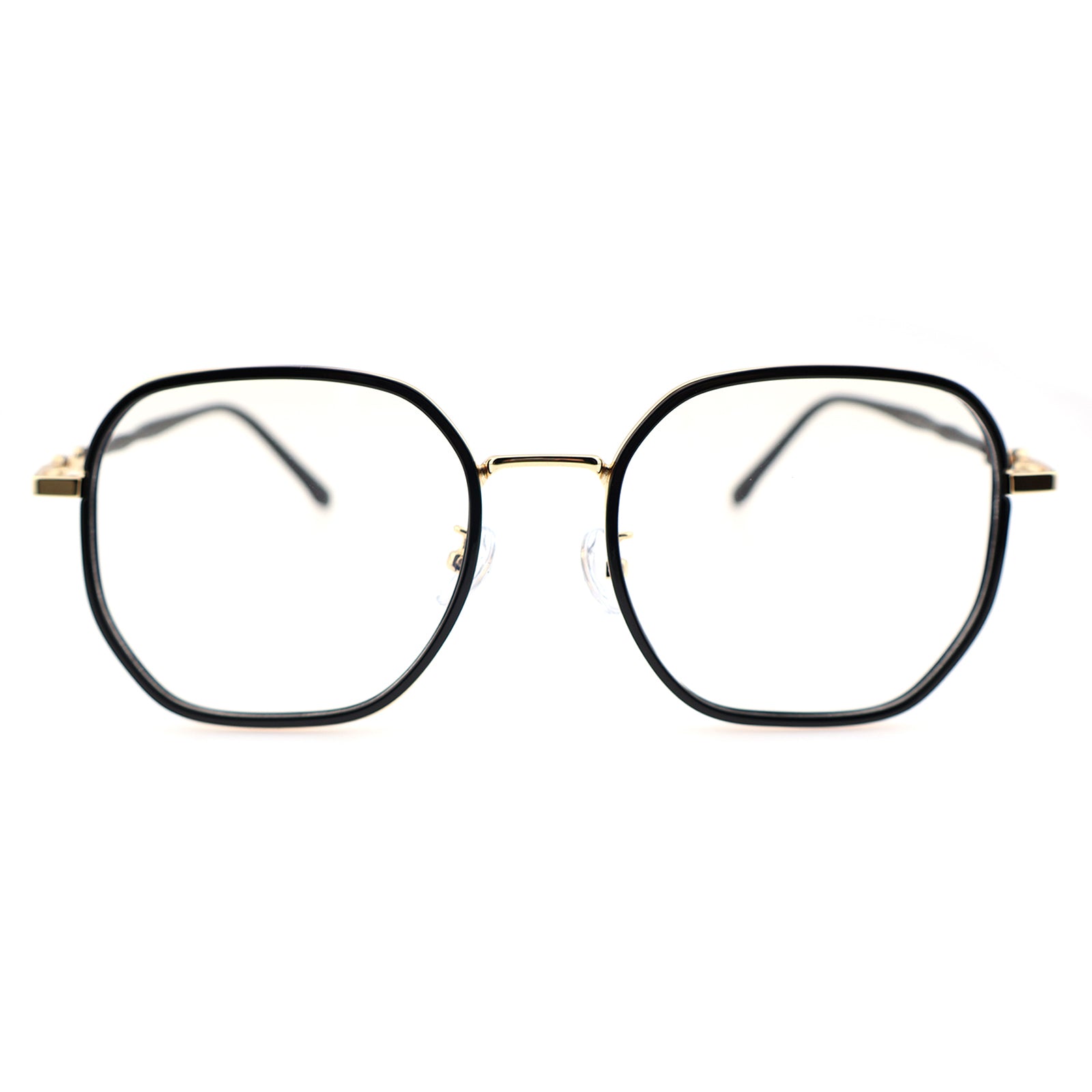Transparent Clear Square Eyeglasses with Hollow Chain Metal Temples